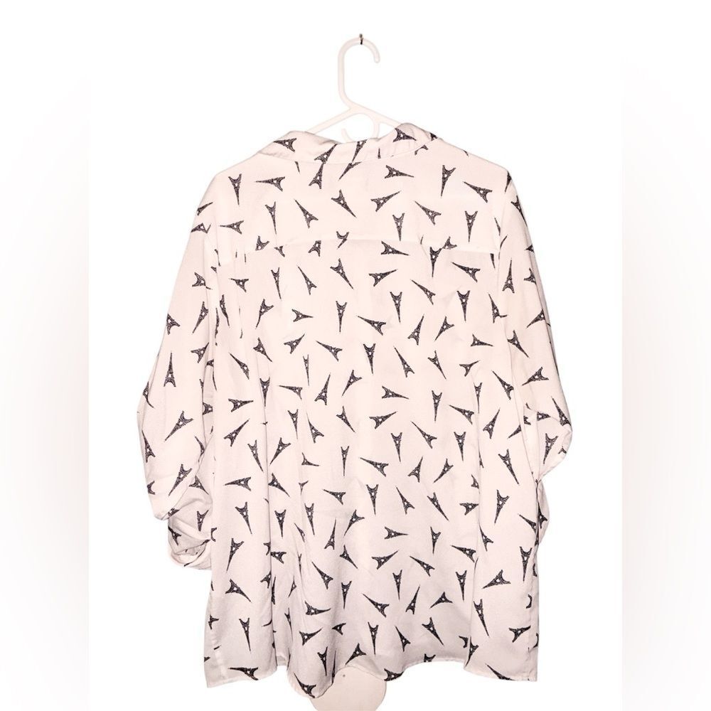 White Blouse with Eiffel Tower Print - image 2